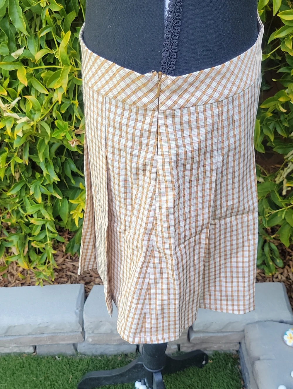 Elodie Checkered Plaid Tan Pleated Mini Skirt